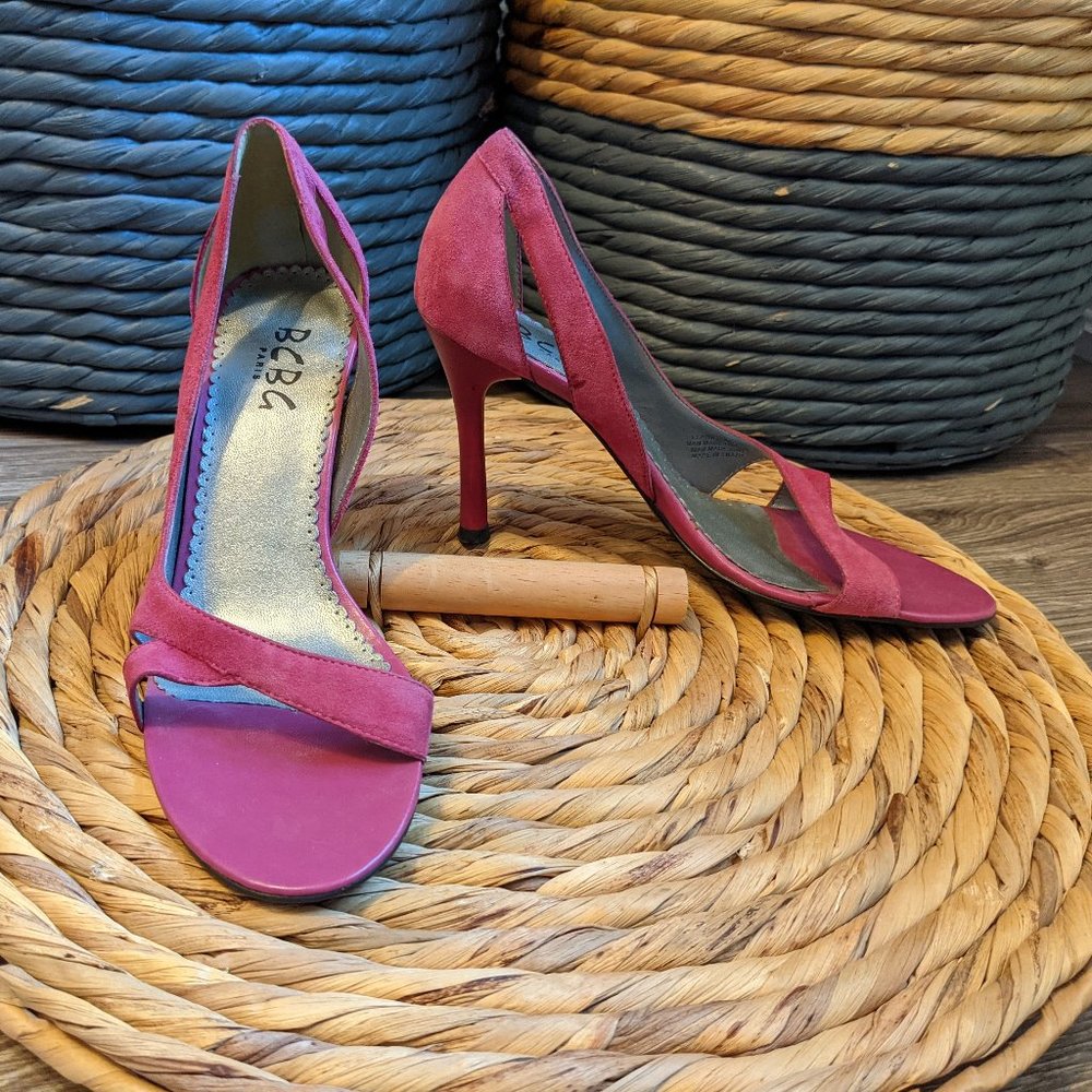 Used (W6.5) - BCBG PARIS Magenta Suede D'Orsay Sandal